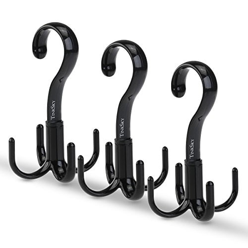 TINKSKY Belt Hanger Scarf Tie Rack Holder Hook for Closet Organizer 360 Degree Rotating (Black(A))