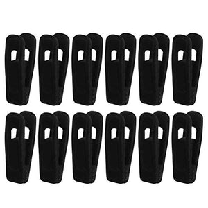 Vankcp 24 Pcs Velvet Hanger Clips, Strong Finger Flocked Clips for Slim-line Clothes Velvet Hangers (Black)