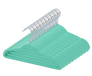 TQVAI 50 Pack Baby Velvet Clothes Hangers Non Slip Space Saver, Mint Green