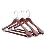 Solid wood hangers, extra wide shoulder hangers, wooden seamless clothes hangers, flocked/inlaid trousers rods/4 pieces