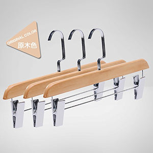 SHRCDC Natural Wood/Hanger 10/20Pack/Non-Slip/Straight Hook/Long Groove(32-45Cm) Hanger/Applicable To Tops/Pants/Skirts,10 Pieces,Extended Beige