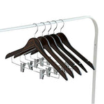 Clothes Hangers, Wooden Hangers Ultra Thin Space Saving Non-Slip Hangers Suit Hangers Velvet Hangers Ideal for Everyday Standard Use, Clothing Hangers (Dark Brown)