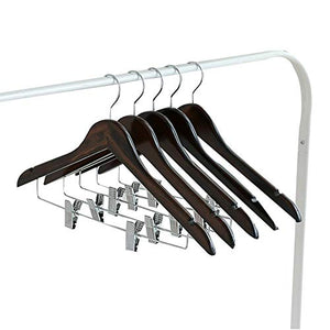 Clothes Hangers, Wooden Hangers Ultra Thin Space Saving Non-Slip Hangers Suit Hangers Velvet Hangers Ideal for Everyday Standard Use, Clothing Hangers (Dark Brown)