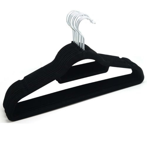 U-emember Adult Hanger Slip Resistant Non-Marking Plastic Wet & Dry Coat Hanger Clothing Hanger Clothes Poles, 20 ,45Cm Black