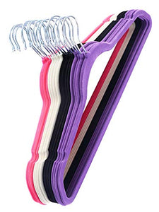 Daisy Days Non Slip Velvet Hangers for Clothes Suit Shirt Pants 100PCS White, Black, Purple,Red