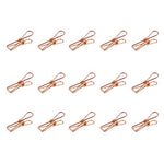 Zoohot Pack of 15 Rose Gold Metal Binder Clips - Multi-Purpose Clothesline Utility Clips