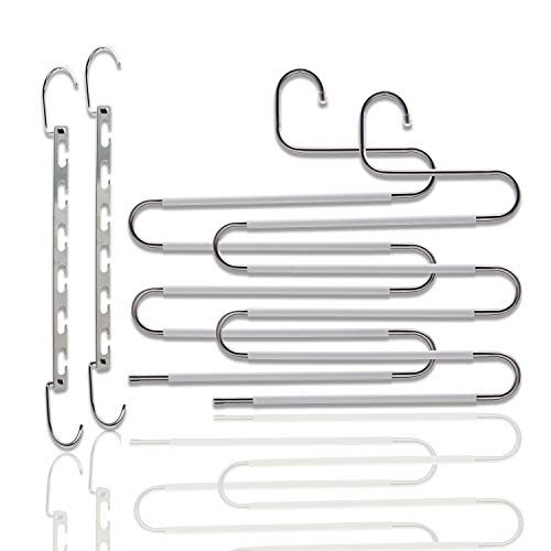 Hangers Space Saving: closet organizer hanger - 2 Multi Hanger + 2 Non Slip Hangers -space saving hangers - shirt + pants hangers by ClosetPro.