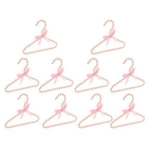 Fityle Pack of 10, Plastic Pearl Pink Beaded Clothes Hanger Trousers Skirt 20cm Household Organization