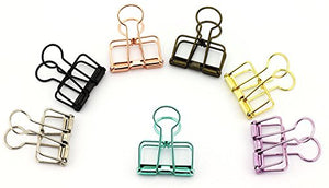 NXG 12 Pack Medium Metal Wire Binder Clips, Office Supplier School Accessories,Colorful Hollow Out Paper Organizer, Multicolor Paper Binder Clip