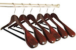 B&C Home Goods Set of 6 Luxury Wooden Hangers - Extra Wide Wood Coat Suit Hangers with Velvet Bar for Coats Clothes and Pants - Wide Shoulder