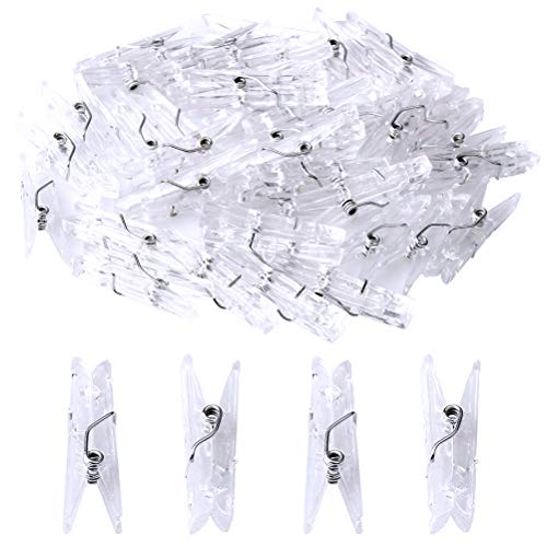 Color Scissor 100pcs Mini Clear Clothes Line Clips, Plastic Utility Paper Clip, Paper Photos Clip, Clothespins Clip