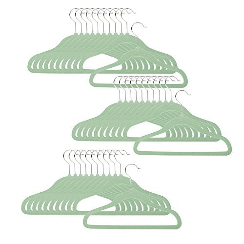 HoneyCanDo 60-Pack Kids Velvet Touch Suit Hangers, Green