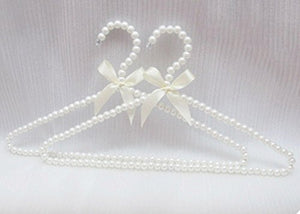 Bueer 10 Pack Pearl Beads Metal Elegant Clothes Hangers Standard Hangers (White)