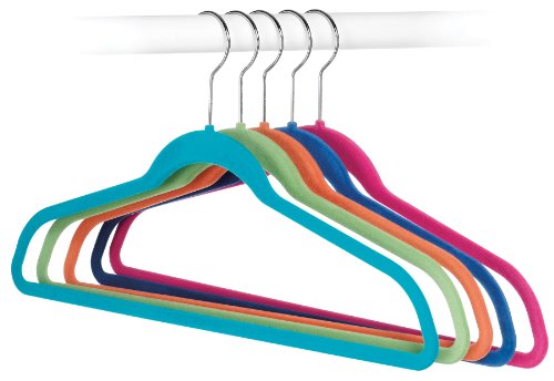 Whitmor SPACEMAKER Flocked Suit Hangers Set of 5 Assorted Colors