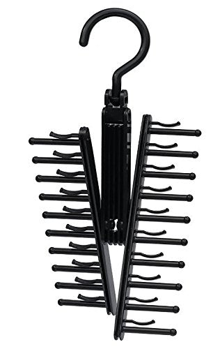 ClosetMate Tie Hanger Tie Rack - Necktie Cross Hanger, Quality Non-Slip holds 20 Ties, Adjustable Criss-Cross Design - Black Tie Belt Rack Organizer Hanger Non-Slip With 360 Degree Rotation (1)