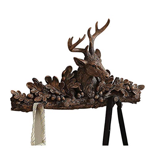 XF Garment Racks Hook-Meo Deer Head Wall Hanging Coat Rack Bedroom Living Room Entrance Hall Wall Hook Storage Clothes Rack (40X66CM) Clothing & Closet Storage