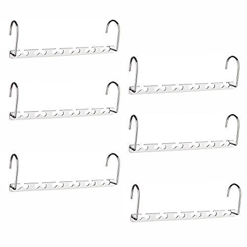 TOPIND Stainless Steel Metal Hangers Space Saving Organizer Clothing Hangers, Vertical Clothes Hangers for Wardrobe Space Saver,Closet Organization Hangers Wardrobe Storage Accessories (6 pcs)