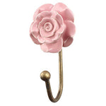 Indianshelf Handmade 1 Artistic Vintage Pink Ceramic Flower Wall Hooks Hangers/Clothes Hooks Wall Mount