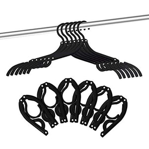 12 PCS Travel Hangers - Portable Folding Clothes Hangers Travel Accessories Foldable Clothes Drying Rack for Travel (Black)