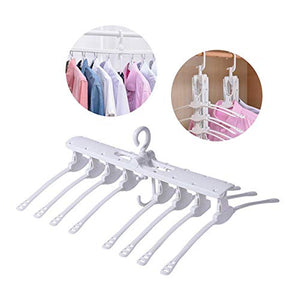 KOBWA Portable Folding Clothes Hangers Foldable Clothes Drying Rack for Travel,Multi-Purpose Clothes Hangers Plastic Space Saving Non-Sip for Closet 8-in-1 Folding Hanger 360-Degree Rotation