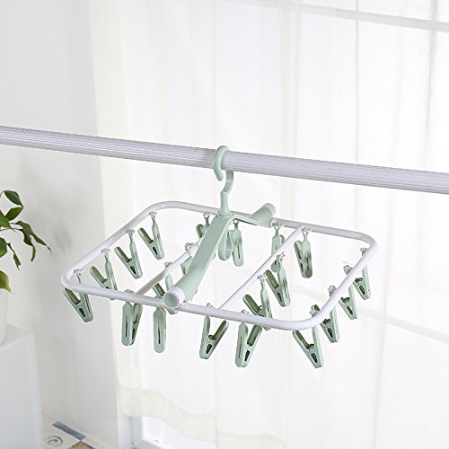 U-emember Multi-Clamp Bracket Hanging Socks Diaper Underwear Underwear Socks Wind Belt Hooks And Hanging Clips Clips All-Plastic Clothes Rack, 1 Of The 20 Clips Matcha Green