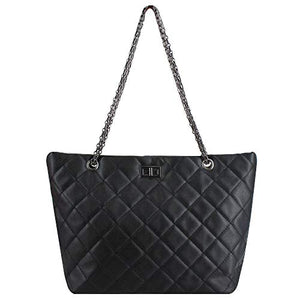 CLARA Women Basic Fashion Tote Bag Geometric Pattern Handbag Large Capacity Patent Leather Shoulder Bag