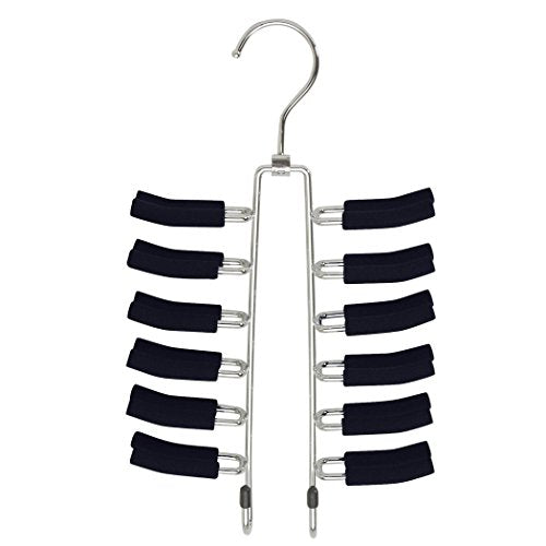 Richards Homewares Black Friction Tie Rack and Scarf Hanger-Non-Slip-Set of 1