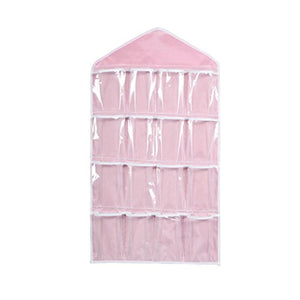 Huphoon Home Organizers 16 Pockets Hanging Closet Door Hanging Bag Shoe Rack Hanger Underwear Socks Bra Ties Storage Tidy Organiz(27.7"X15.35") (Pink)