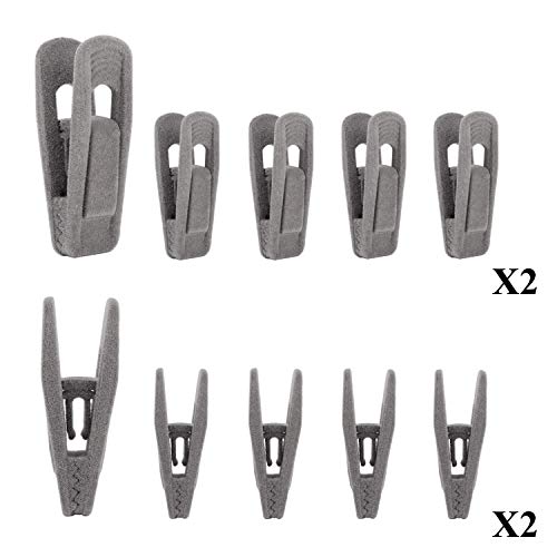 AxinDirect Velvet Hangers Clips, 20 Pack, Perfect for Using with Slim-line Clothes Velvet Hangers, Strong Finger Clips (Grey)