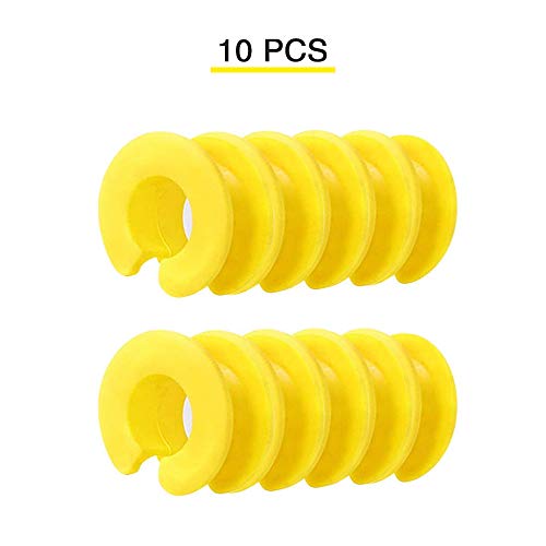 MLADEN 10PCS Clothes Hanger Spacers for Closet Organizer System Outdoor Windproof Clothes Hanger Hook Anti-Slip Silicone Spacers for Clothes Rack/Rod(Yellow)