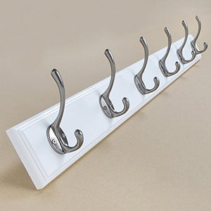 COAT RACK Behind The Door Clothes Hook European Creative Wall Hanger Wall Hook Entrance Porch Solid Wood Wall Coat Hat Vintage Hook (Color : White, Size : 6 hooks)