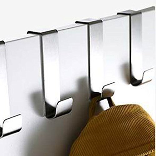 Stainless Steel Over Door Hooks Home Kitchen Cupboard Cabinet Towel Coat Hat Bag Clothes Hanger Holder Organizer Rack (4pcs)