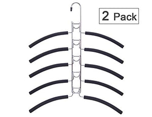 Nature Smile 16.2'' Wide 5 in 1 Anti-Slip Metal Hangers,Multi Layers Wardrobe Clothes Rack,Heavy Duty Metal Space Saver Closet Storage Organizer,2pc Packed in a Box