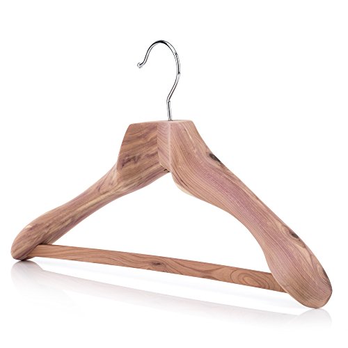 Hangerworld 50cm Luxury Strong Cedar Wood Clothes Coat Garment Hanger with Non Slip Trouser Skirt Bar