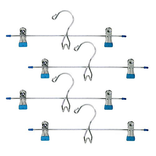 Richards Homewares Blue/Gel Coat/Skirt Hanger with Clips Set/4 Closet Organizer, 4 Piece