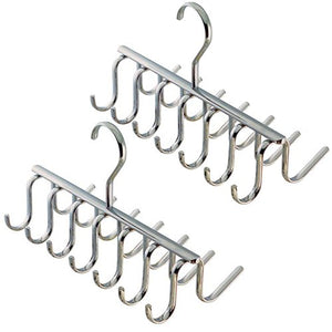 2-PACK of 14 Hook Chrome Closet Hangers for Belts, Ties, Bras, Scarves by Electronix Express