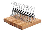 Fmissyao [10 Pack Wooden Collection Slack Hanger, Wood Skirt Hangers, with Felt Lining, Non-Slip, Full-Width Gripping Grooves, Stainless Steel 360° Rotating Hook