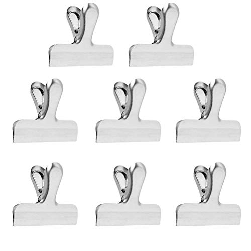 Pack of 8 Bag Clips, Stainless Steel and Heavy Duty Metal Bag Clip,Tightly Seals Chip, Coffee, Bread or Cereal Bags to Keep Food Fresh, For Home, Kitchen, Office, Pantry, Camping