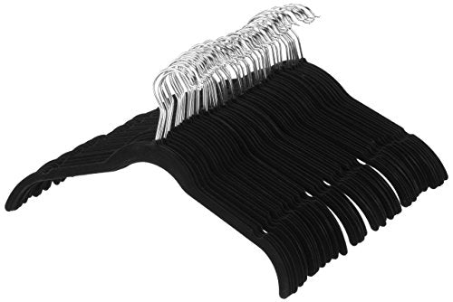 AmazonBasics Velvet Shirt Dress Clothes Hangers, 100-Pack, Black