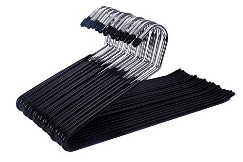 JS HANGER 20 Pack Open Ended Slacks Pant Hangers, Chrome and Black Friction, Non-Slip