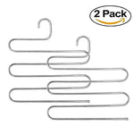 YCAMMIN Pants Hangers S-Type Stainless Steel Trousers Rack/5 Layers Multi-Purpose Closet Hangers Saver Storage Rack for Clothes/Towel/ Scarf/Trousers/ Tie etc(2 Pcs)