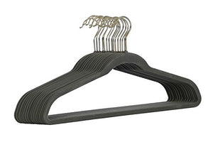 Avadoth Non Slip Velvet Suit Hangers,Clothes Hangers 360 Degree Chrome Swivel Gold Hook, 30-Pack,Grey