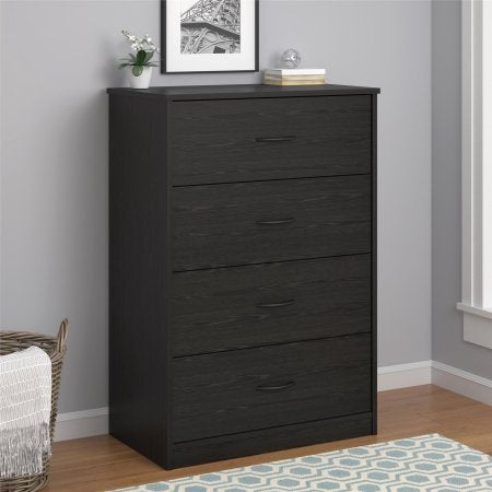 Mainstays 4-Drawer Dresser, Black Oak