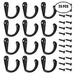 25 Pcs Black Wall Mounted Single Hook Robe Hooks Hat Hook Coat Hooks Cloth Hanger with 50 Pcs Screws by Erlvery DaMain