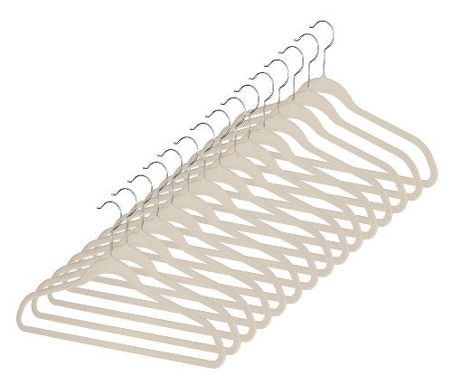 Whitmor Flocked Suit Hangers Set of 15 Beige