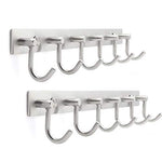 WEBI 2 Packs, Heavy Duty Brushed Stainless Steel 304 Coat Hook Rail Towel Rack, Great Home Storage and Organization for Bedroom, Bathroom, Foyer, Hallway