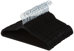 AmazonBasics Velvet Suit Clothes Hangers, 100-Pack, Black