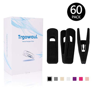 Trgowaul Velvet Hangers Clips 60 Pack, Pants Hangers Velvet Clips, Strong Finger Clips Perfect for Thin Velvet Hangers (Black)