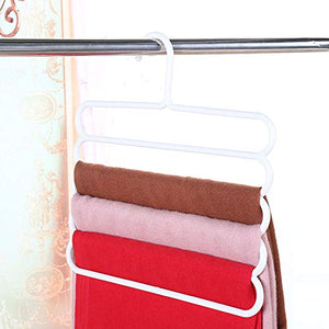 SYT Hangers Non-Slip Pants Rack Non-Slip Multi-Layer Pants Rack Multi-Function 5 Layer Hanging Pants Silk Scarf tie,White