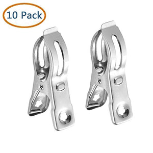 10 Pack Stainless Steel Clothes Pins, 2.36 Inch Multi-purpose Stainless Steel Wire Cord Clothes Pins Utility Clips Pegs,Hooks for Home/Office